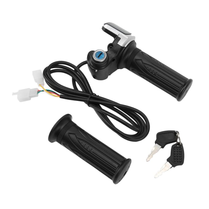 Elektrische Fiets Draaigas Handvat Lock Sleutelset LED Indicator voor Motorfiets Scooter 48V black