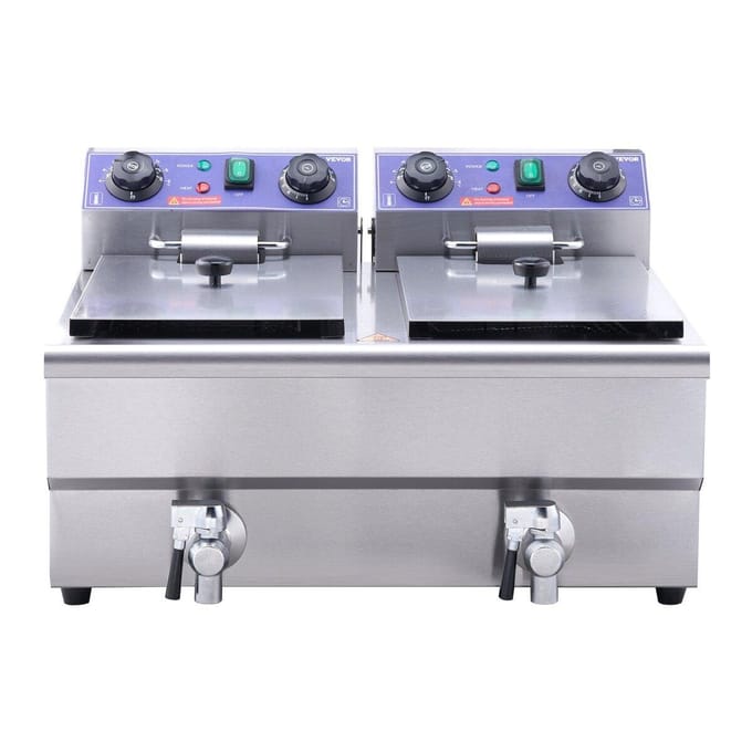 Friteuse Électrique Professionnelle sur Comptoir avec Double Bac 6000W