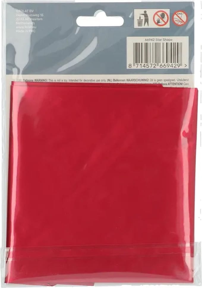 Folat - Folieballon Ster Mat Rood - 48 cm