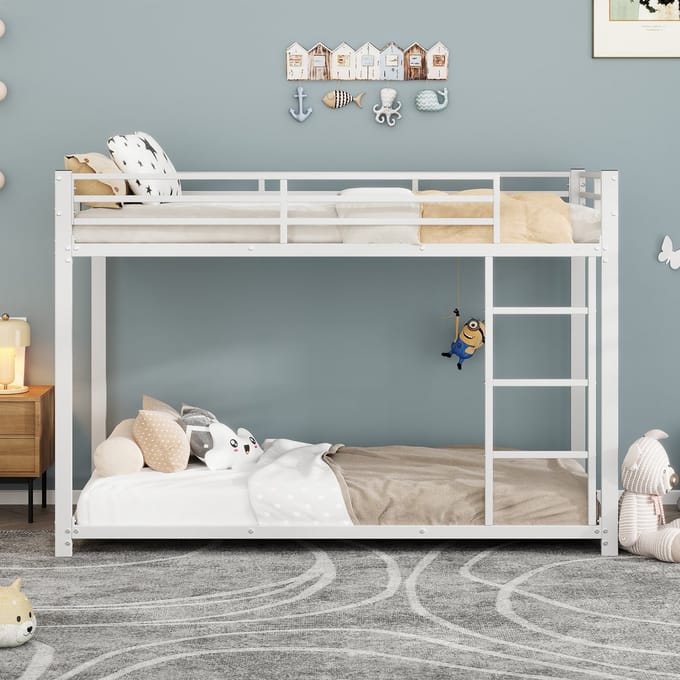 Stapelbed 90x200 cm - Klassiek Ontwerp - Metaal - Wit