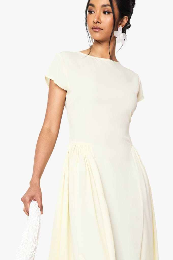 boohoo Dames Getextureerde Volume Rok Midaxi-jurk | Citroen | Maat: 44