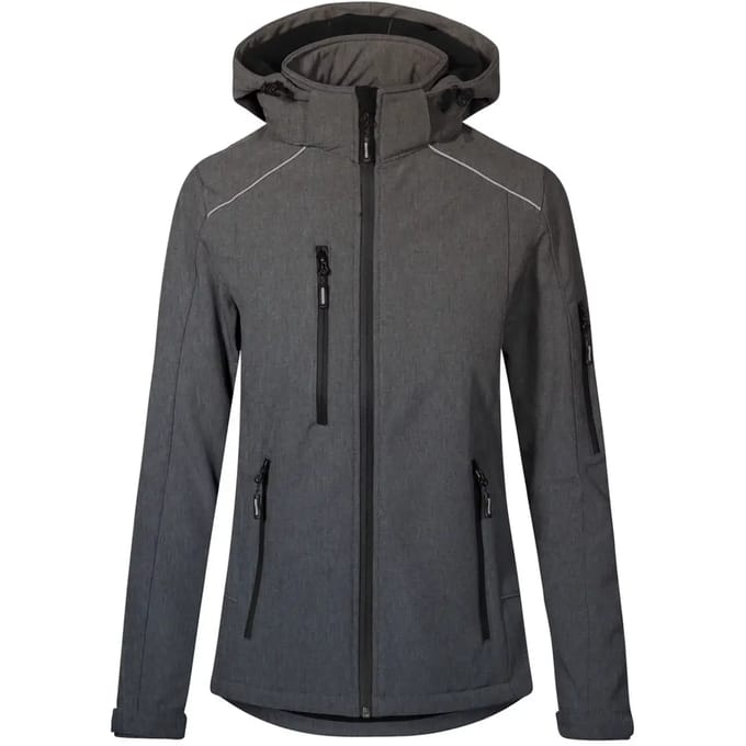 Women's Softshell Outdoorjas met afneembare capuchon Heather Grey - M