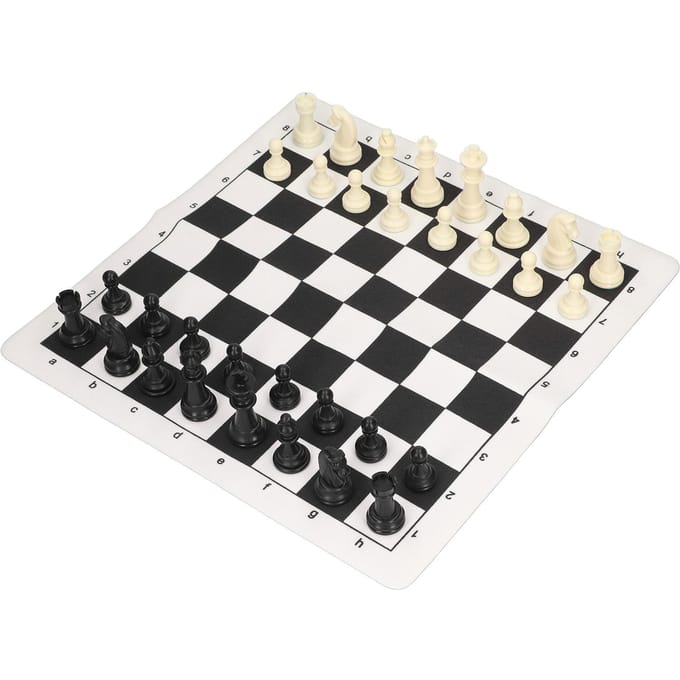 Jeu d'échecs Jeu d'échecs international en plastique Jeu de damier noir et blanc avec un sac de rangement white
