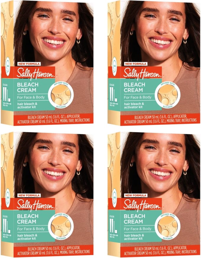 Sally Hansen Bleach Cream - Haarverf voor Gezicht en Lichaam - Vegan, 4-pack