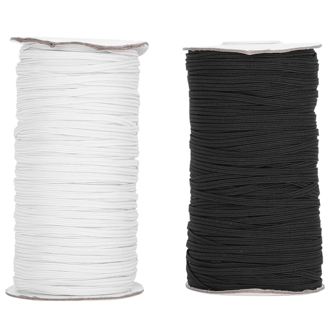 Elastiek Plat Naaitouw Koord String DIY Mouw Masker Maken Hoge Elastische 100 Yard Rol(Zwart wit ) black