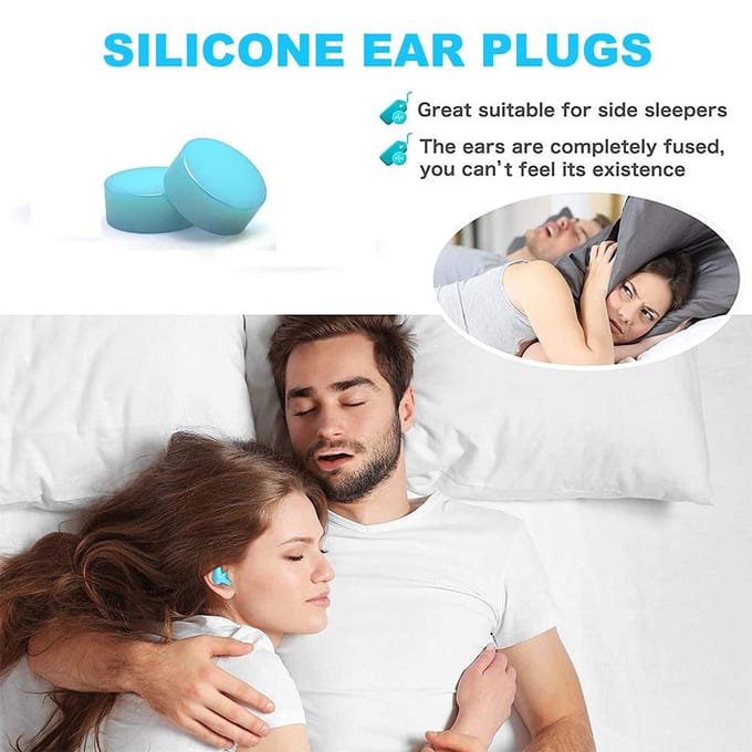 Bouchons d'oreilles antibruit en silicone, 12 pièces, étanches et réutilisables, pour dormir bleu