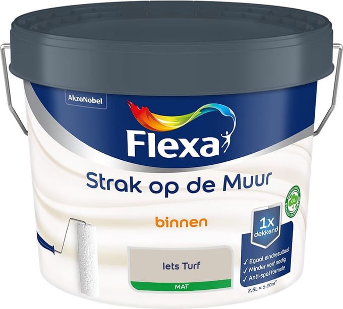 Flexa - Strak Op De Muur Binnen Mat - Iets Turf - Mengverf - 2,5 L