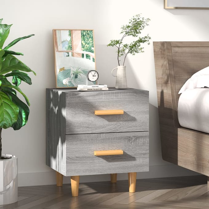 vidaXL - Nachtkastje - 40x35x47,5 - cm - grijs - sonoma - eikenkleurig