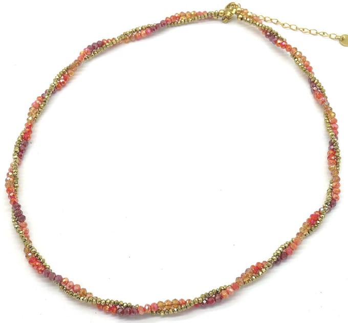 Ketting met Kralen - RVS - Lengte 39-45 cm - Rood