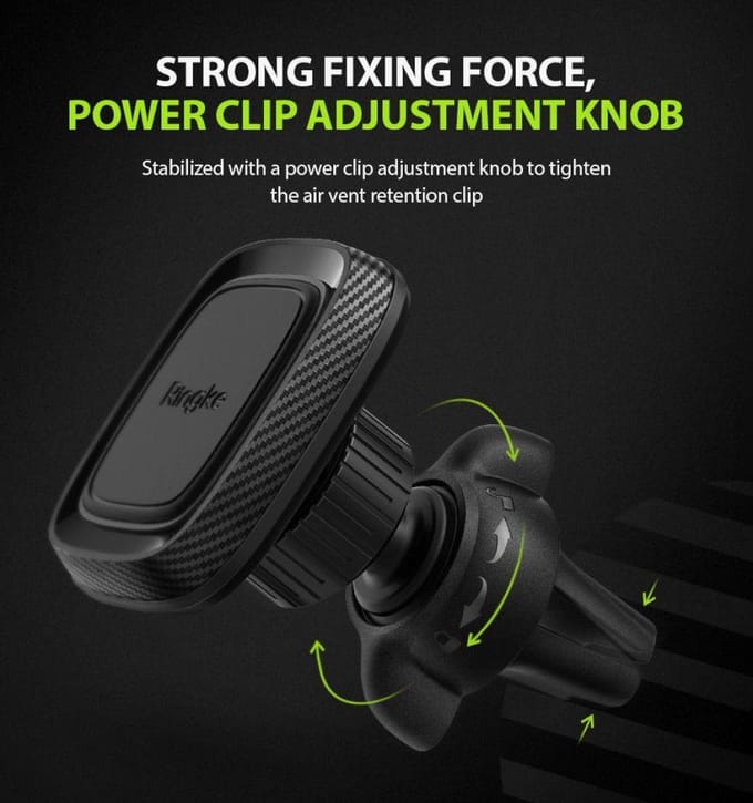 Ringke Power Clip Car Mount Ventilatierooster Telefoonhouder Zwart