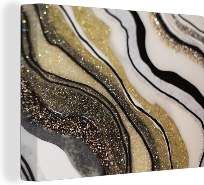 Canvas Schilderij Edelsteen - Abstract - Marmer - Natuur - 40x30 cm - Wanddecoratie