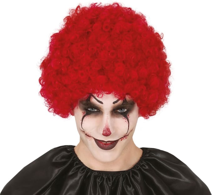 Perruque de Clown Afro Rouge Boucles Frisées Costume red