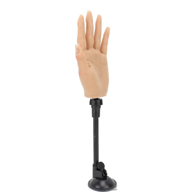 Nagel Training Oefenhand Professioneel Buigbaar Siliconen Vrouwelijk Mannequin Hand met Zuignapstandaard Left hand beige