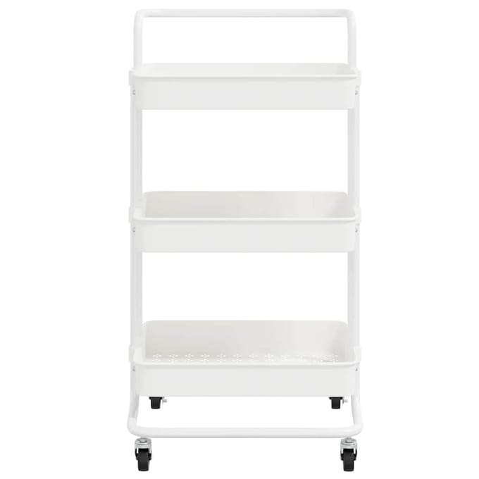 vidaXL - Keukentrolley - 3-laags - 42x35x85 - cm - ijzer - en - ABS - wit
