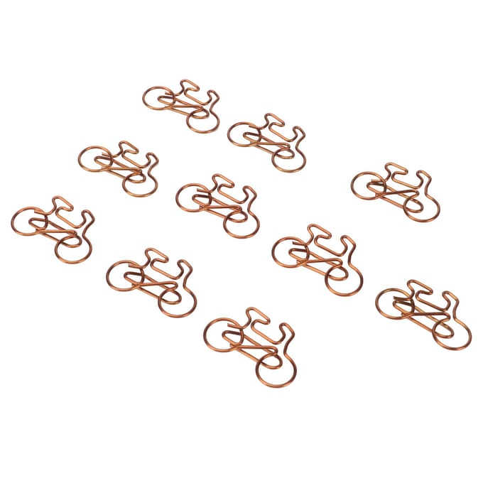 100 Stuks Grappige Paperclips Schattige Fietsvorm Galvaniseerproces Paperclips voor Kantoren Thuis School brown