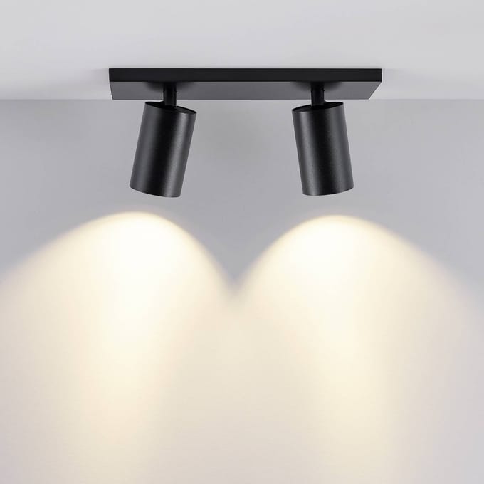 Deko Light 348248 Can Tilt eckig, 2x 7,5 W GU10, Schwarz Plafondopbouwarmatuur GU10 7.5 W Zwart