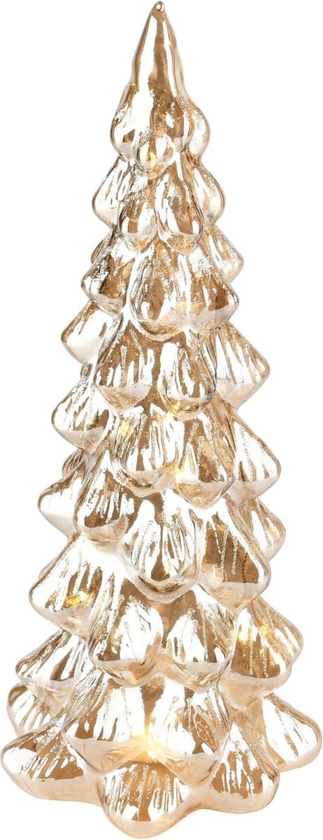 Dekoratief | Deco boompje, goud, glas, LED, 14x14x30cm | A235433
