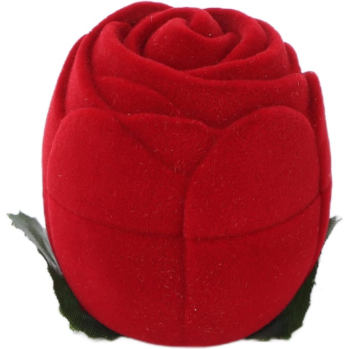 Beflockt Ringdoosje Rode Roosvormig Draagbaar Oorbellen Ketting Ringen Geschenk Opbergkoffer wit