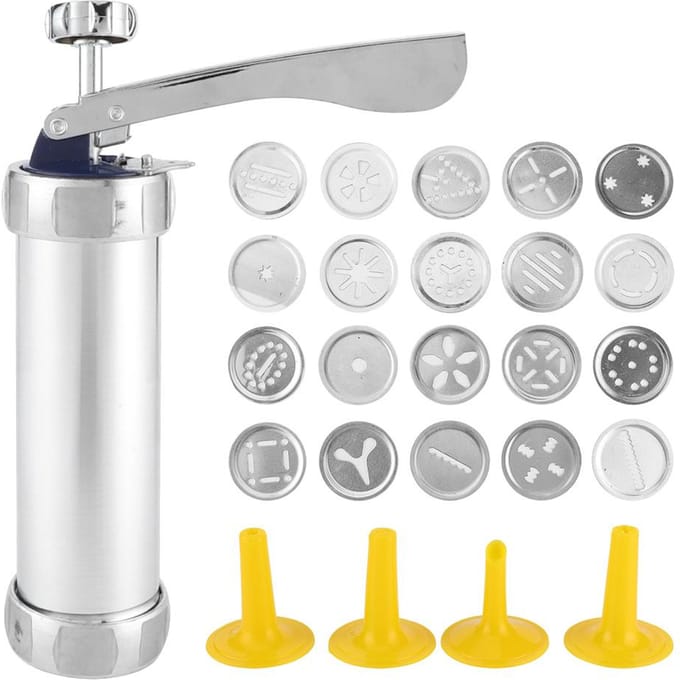 Koekjespers Maker Kit Koekjes Maker Persmachine Bakvorm met 20 Koekjesvormen 4 Spuitmonden white