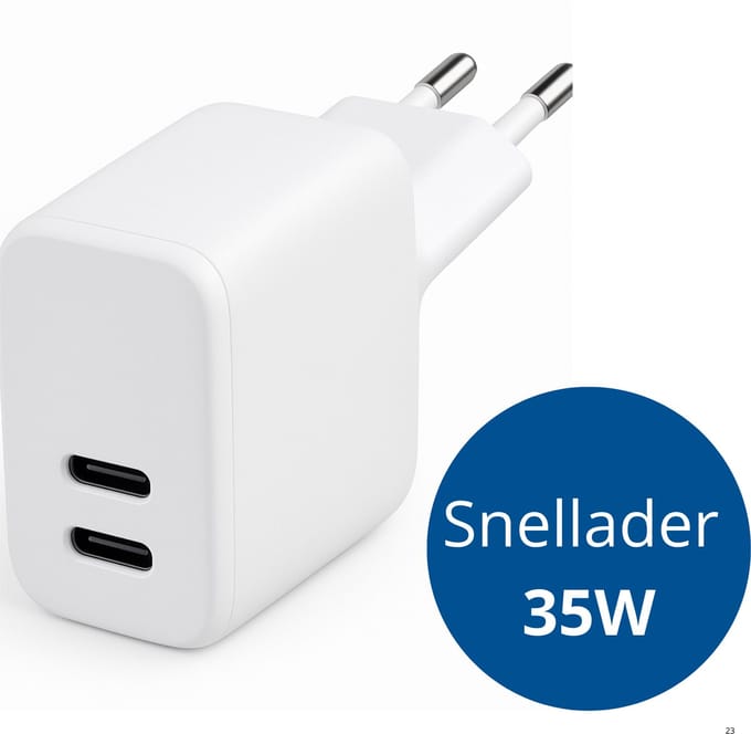 Xtronic 35W USB-C Snellader – Dubbele Poort Oplader – Compacte USB-C Adapter