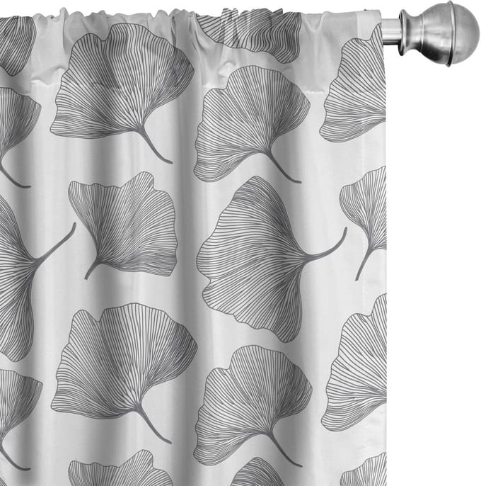 ABAKUHAUS Gingko Voorhangen – 2x 150x245 cm – Mikrofaser – Halfdonkerend – Zwart-Wit