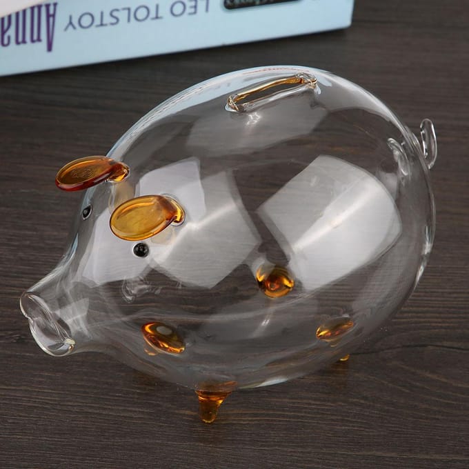 Transparant Glas Varken Spaarpot Spaarvarken Geld Spaardoos Kinderen Cadeau white