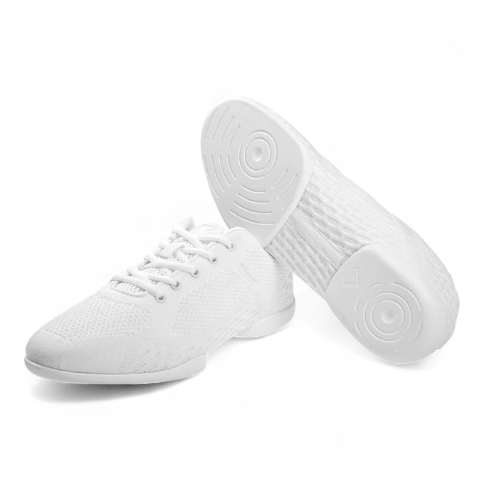 Danssneaker met SpinPoints - Splitzool - Model 213 - 503 - 393 - Lichte & flexibele unisex danssneaker - Ademend mesh - Vochtabsorberend microfiber - Latin sneakers - Soepele bewegingen - Salsa, Bachata - Diamant - Wit - 37