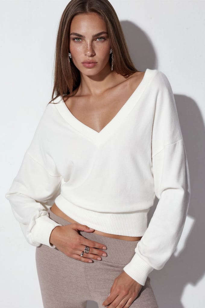 Vrouwen Crop V-hals Sweatshirt