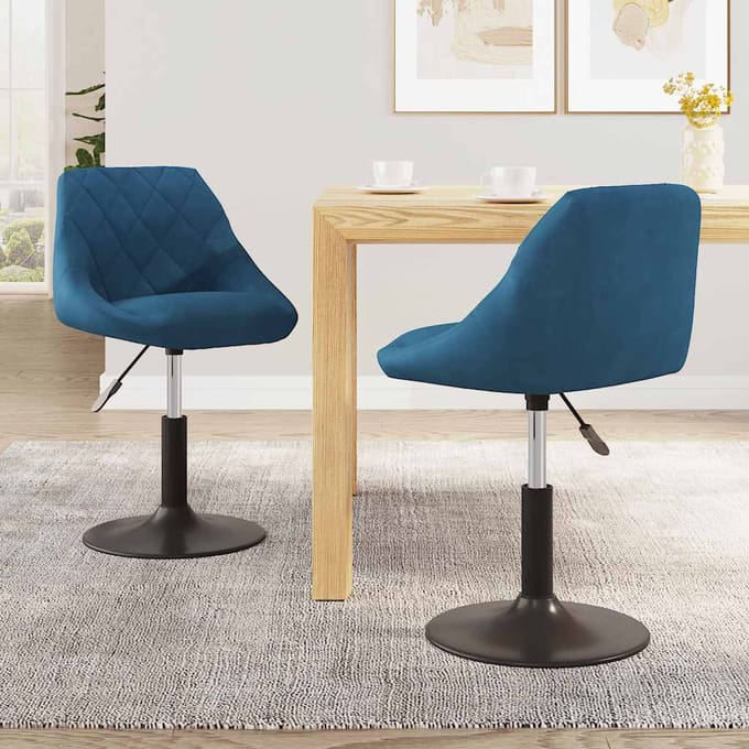 vidaXL - Eetkamerstoelen - draaibaar - 2 - st - fluweel - blauw