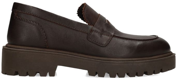 Manfield - Dames - Bruine leren loafers - Maat 41