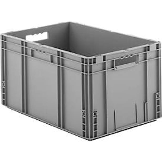 Stapelbak Eurobox MF 6320 - polypropeen - L 600 x B 400 x H 320 mm - 62,3 L  - open handgrepen - grijs