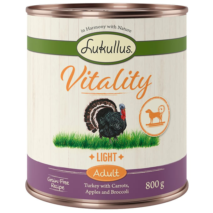 6x800g Lukullus Vitality Light Honden Natvoer