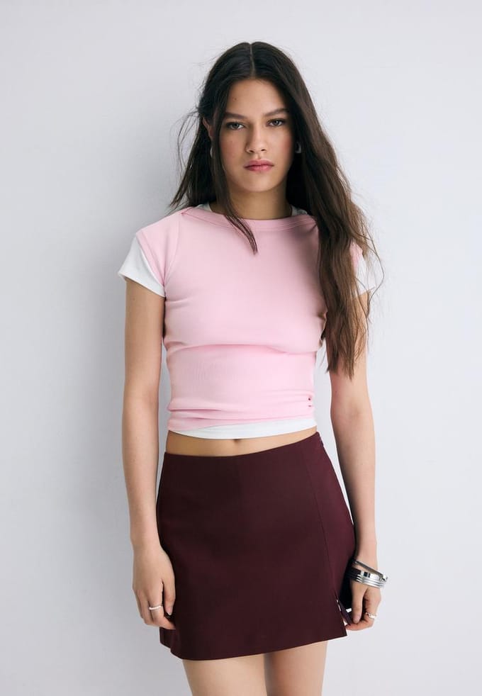 Stradivarius Broekrok met zijsplit  Paars M