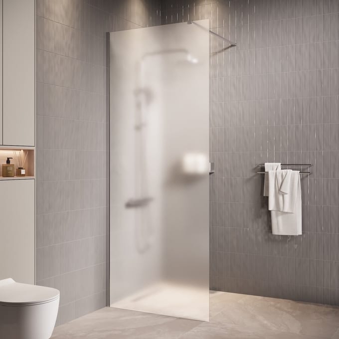 Badplaats Douchewand Florida 80 x 200 cm – Chroom – Inloopdouche 8 mm met Melkglas