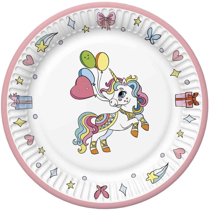 Daisy Papieren bordjes 18 cm - Colourful Unicorns