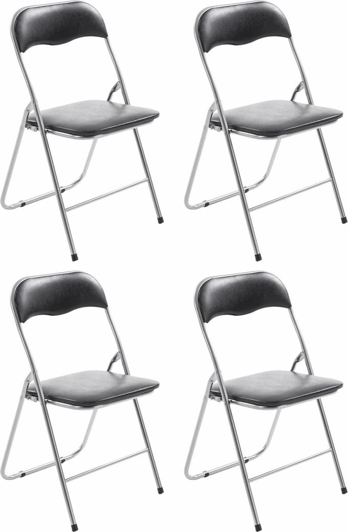 CLP Felix Set van 4 klapstoelen zwart/zilver