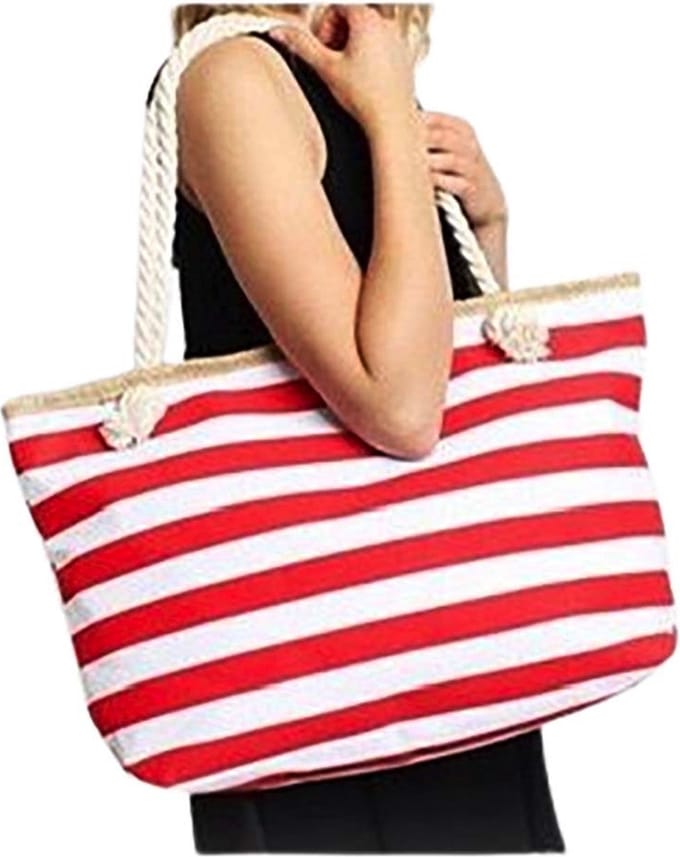 Strandtas Shopper Weekendtas Rood Wit Gestreept