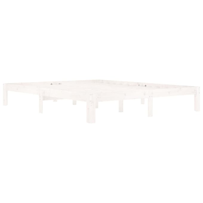 vidaXL - Bedframe - massief - grenenhout - wit - 160x200 - cm