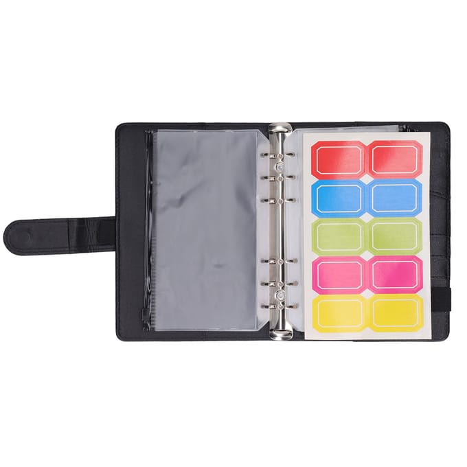 A6 Budget Binder Multifunctioneel 6 Gaats Waterdicht A6 PU Leer Geldbesparende Binder voor Thuis Reizen zwart