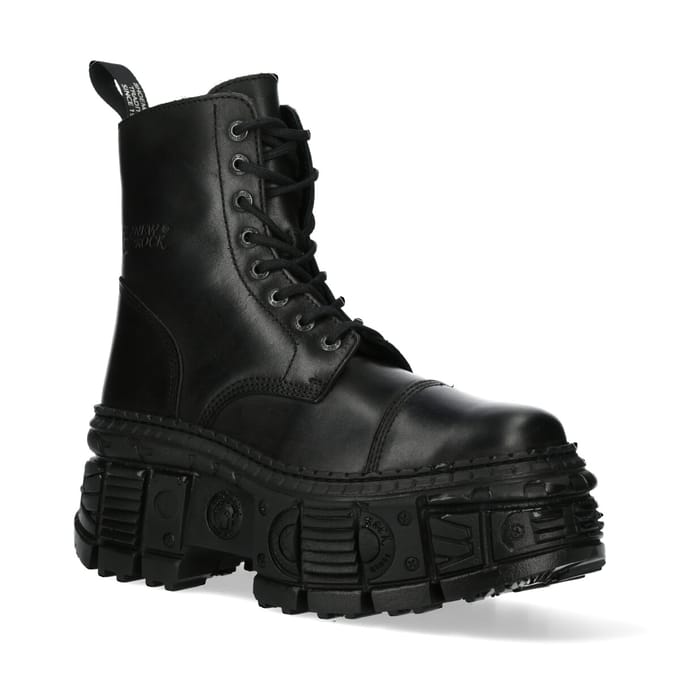 New Rock zwarte Goth lederen laarzen-WALL083C-S5