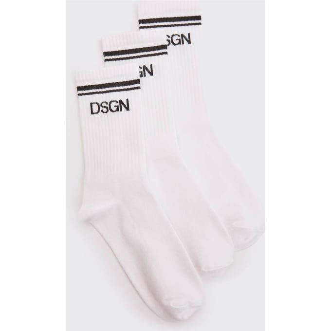 Dames Dsgn Studio 3-pack Sportsokken Met Streepdetail | Wit