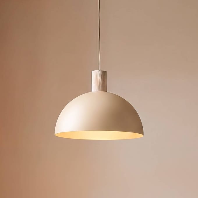TK Lighting Hanglamp Oslo, zandkleurig, metaal, Ø 34 cm, E27