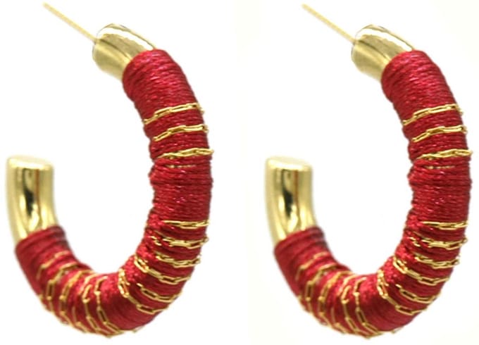 Oorbellen - Open Oorringen - RVS - 3 cm - Goudkleurig en Rood