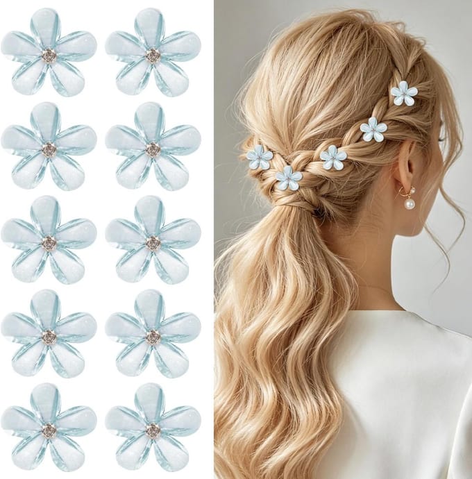 Solidchoice - Set van 10 Mini Haarclips in Bloemvorm