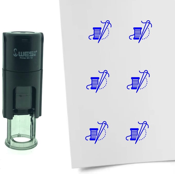 CombiCraft Stempel Naald en Draad 10mm rond - Blauwe inkt