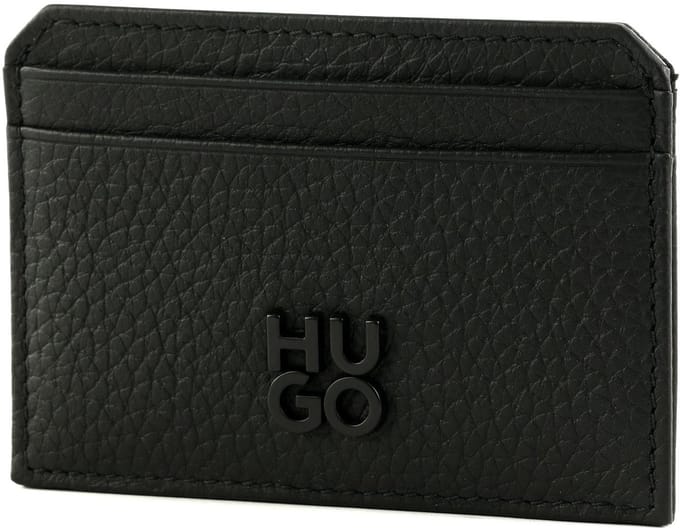 HUGO Leren Kaarthouder Nesh Cardcase Black Zwart