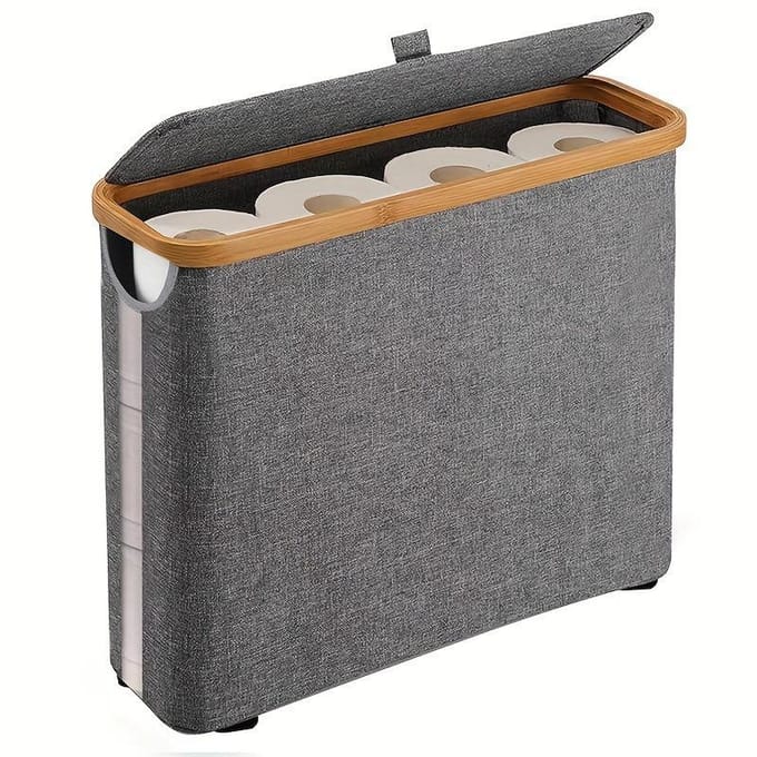 Panier de Rangement pour Papier Toilette de Salle de Bain et Porte-Accessoires grise
