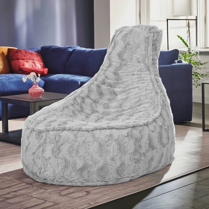 Drop & Sit Stoel Zitzak Bont - Zitzakfauteuil - Woonkamerzitzak - Grijs - Junior - Voor Binnen
