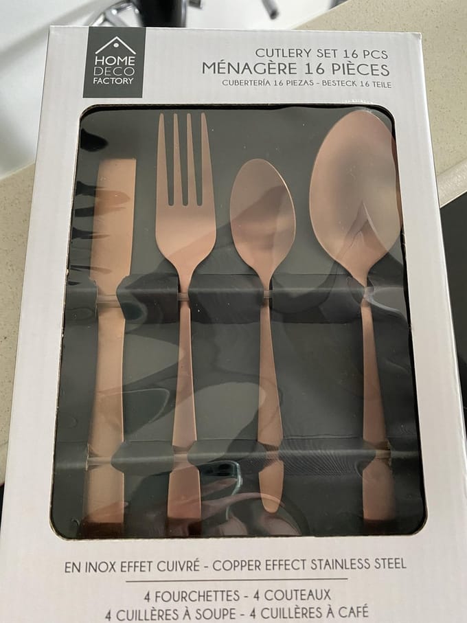 Home Deco Factory Bestekset Tableware Collection - 16 delig - koper - RVS - 4 personen