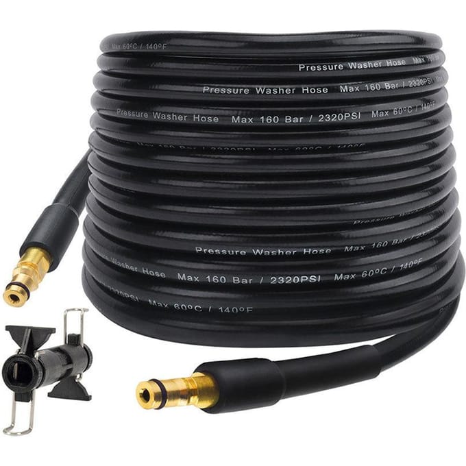 Hogedrukreiniger Slang PVC Verlengslang 10m Drie Laags Explosieveilig en Ultra 10m with Extension Connector zwart